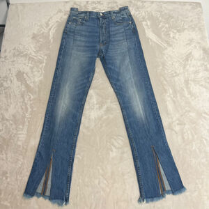 Revolve EB Denim Jeans Womens 26 Split Hem Button Fly Asymmetrical Retro USA NWT